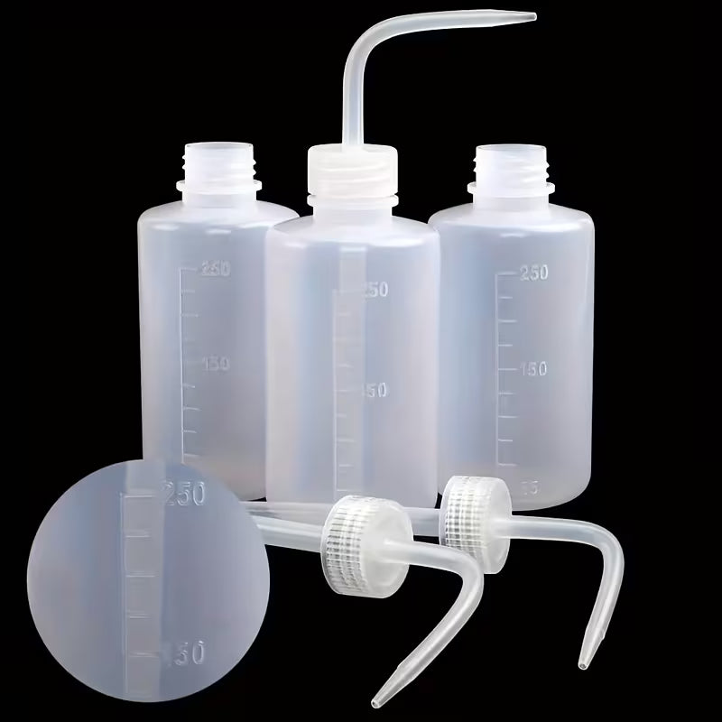 6pcs, Laboratory Wash Bottles, Squeeze-Type Cleaning Bottles with Curved Nozzles