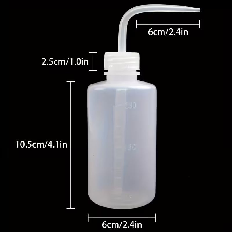 6pcs, Laboratory Wash Bottles, Squeeze-Type Cleaning Bottles with Curved Nozzles